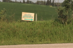 sign on range road 12 heading to  garlic goodness growing natural garlic, seasonal vegetables and raising sustainable highland beef in red deer county ab